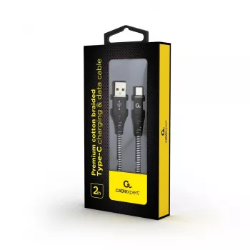 Gembird CC-USB2B-AMCM-2M-BW USB-kaabel USB 2.0 USB A USB C Must, Valge