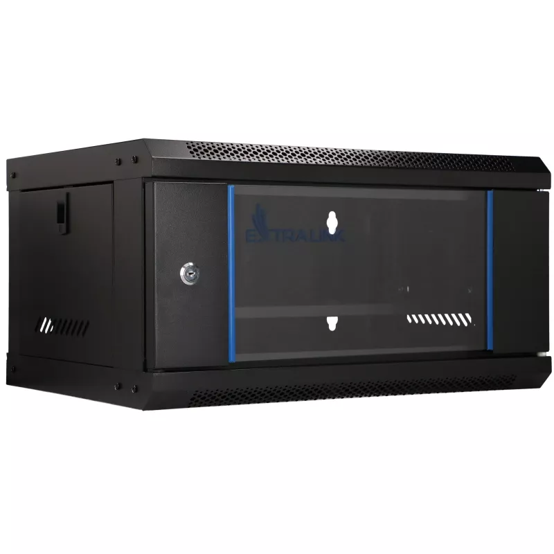 EXTRALINK LITE 4U 530X400 SEINALE KINNITATAV RACK-KAPP MUST RIIULIGA