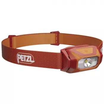 Esilatern Petzl TIKKINA 300 lm punane — kompaktne vabakäevalgusti, reguleeritav valgusvihk, patareitoide