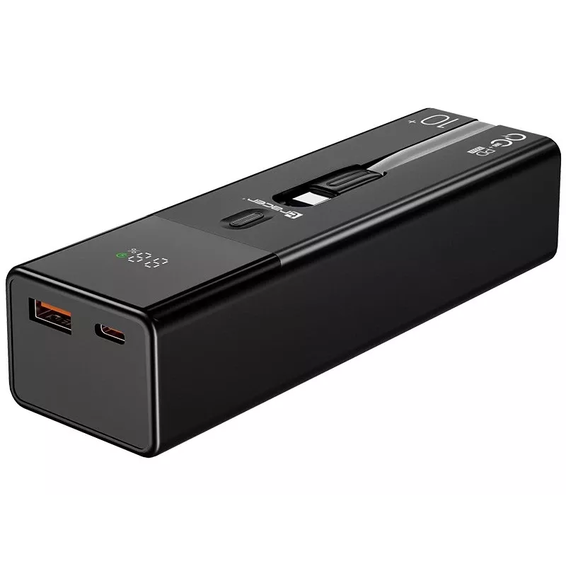 Kaasaskantav akupank TRACER Quant 10000 mAh Li-Ion, PD ja QC3.0, 3 porti (2×USB-C, 1×USB-A), 100W, must