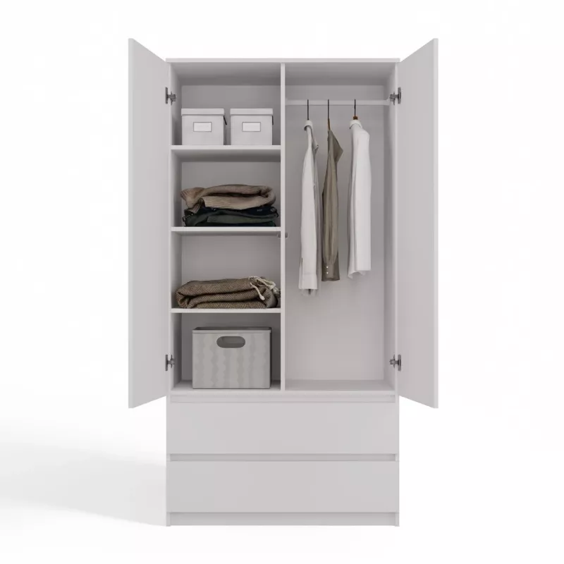 Garderoob Top E Shop SZAFA MALWA B 5 riiulit 2 hingedega ust Valge 900×500×1800 mm