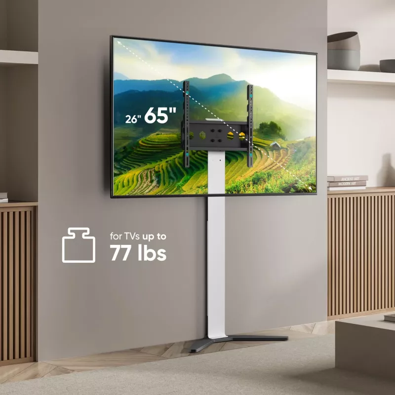 TV-alus/statiiv ONKRON TS1140-W ekraanidele 66–165,1 cm (26–65 tolli), 35 kg, VESA 100x100–400x400, kõrgus 880–1100 mm, valge