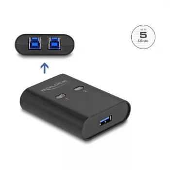 DeLOCK USB-lüliti, 2 arvutit 1 seadmele, 5 Gbps, must