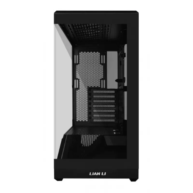 Lian Li Vector V100 Midi Tower — Must läbipaistva paneeliga, toetab 3×120 mm külje- + 1×120 mm tagumist ventilaatorit, 3,5-tolline HDD, 2,5-tolline SSD, 235,5×446×484,6 mm