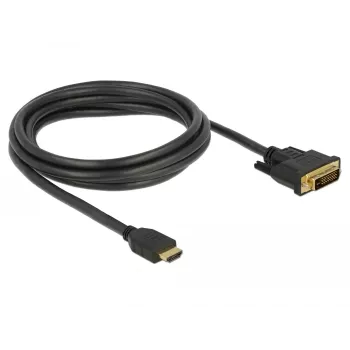 DeLOCK - Videokaabel - HDMI / DVI - DVI-D (M) kuni HDMI (M) - 2,0 m - Kolmekordne isolatsioon - Must - Kinnituskruvidega (85654)