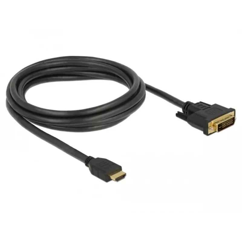 DeLOCK - Videokaabel - HDMI / DVI - DVI-D (M) kuni HDMI (M) - 2,0 m - Kolmekordne isolatsioon - Must - Kinnituskruvidega (85654)