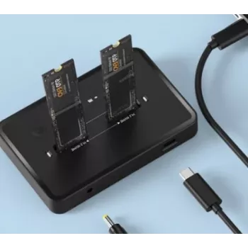 GEMBIRD lauaarvuti kahe kettaga USB USB-C M.2 NVMe ja SATA SSD dokkimisjaam DD2-U3M2, toetab M.2 2242, 20 Gbit/s, RTL9210B
