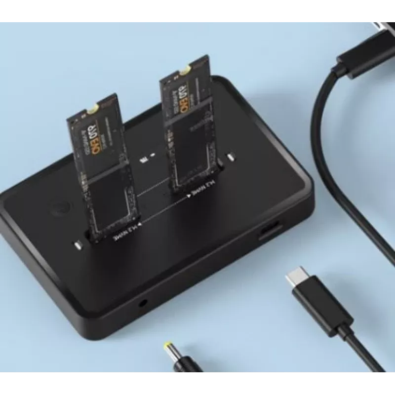 GEMBIRD lauaarvuti kahe kettaga USB USB-C M.2 NVMe ja SATA SSD dokkimisjaam DD2-U3M2, toetab M.2 2242, 20 Gbit/s, RTL9210B