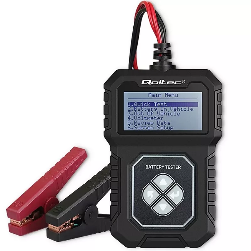 Qoltec Digitaalne akutestija LCD-ekraaniga | Poola menüü | 12V | AGM | GEL | STD | 30-220AH