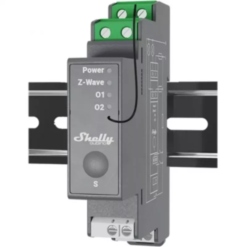 Solid-state relay Shelly Wave Pro 2 2-channel 25 A 110–240 V DIN-rail, 868.4 MHz