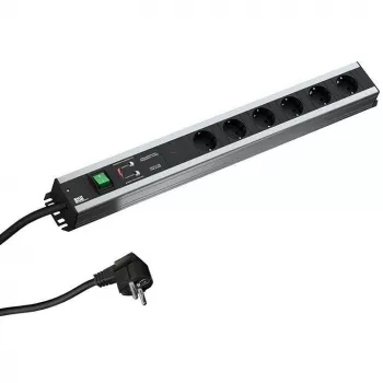 Toitejaotusseade Bachmann 300.012, PDU Basic, 6 vahelduvvoolupesa, 2U, 2 m kaabel, Must/Hall