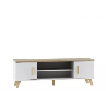 Cama TV stand LOTTA 160 2D2K Valge/sonoma