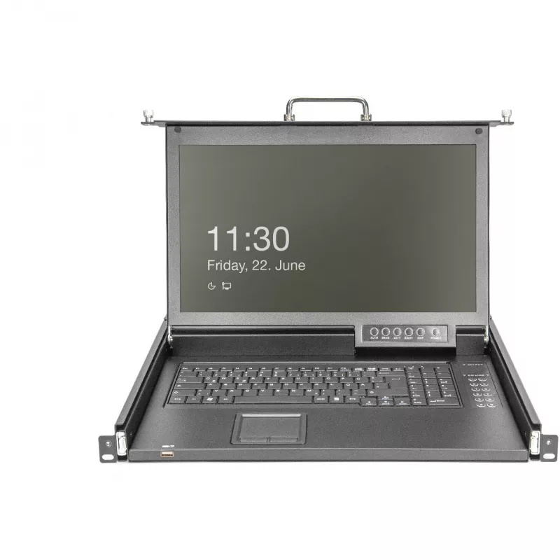 Digitus 17-tolline HD LCD KVM-konsool 16-pordiline HDMI saksa klaviatuur