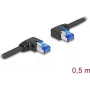 Võrgukaabel DeLOCK RJ45 Cat.6A S/FTP parem-vasak nurga all 0,5m must