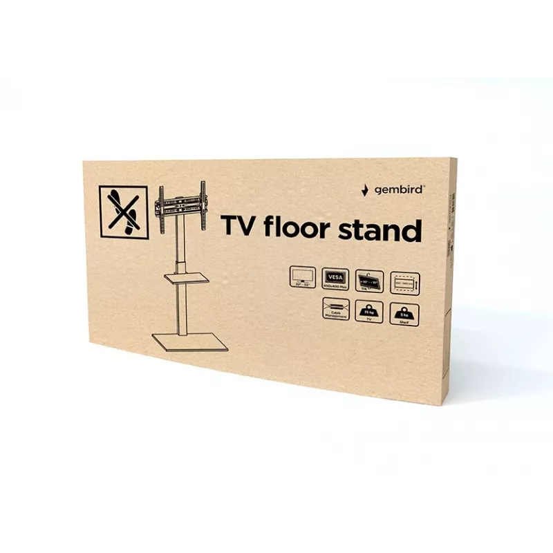 Põranda-televiisorialus GEMBIRD TVS-55T-02 32–55-tollistele teleritele, terasest, kõrgus 600 mm, VESA 100x100–400x400, maksimaalne koormus 35 kg