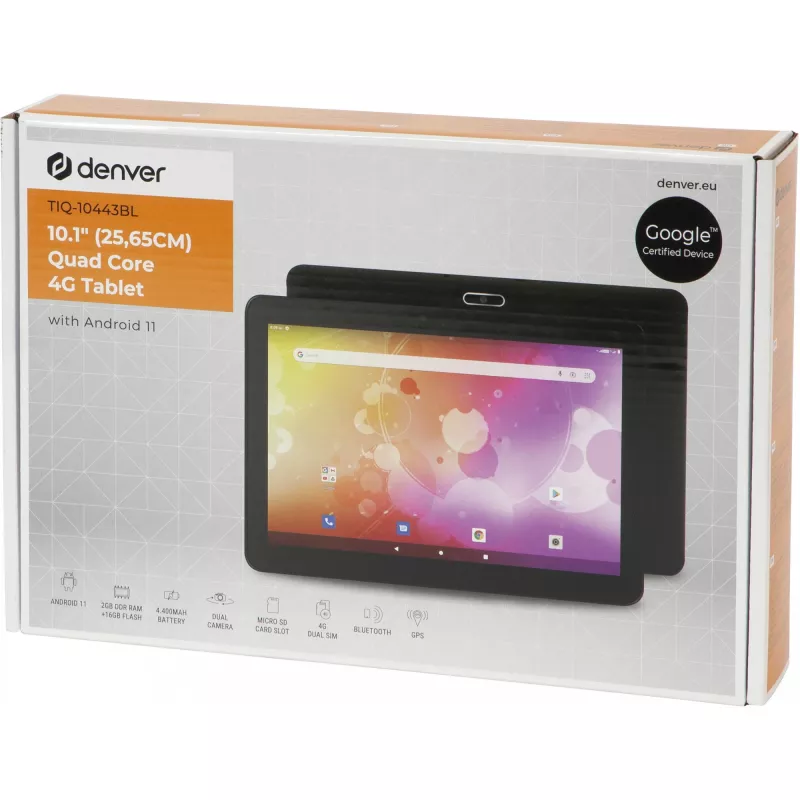 Tahvelarvuti Denver TIQ-10443BL 10,1 tolli Spreadtrum 1,3 GHz 2 GB muutmälu 16 GB Android 11