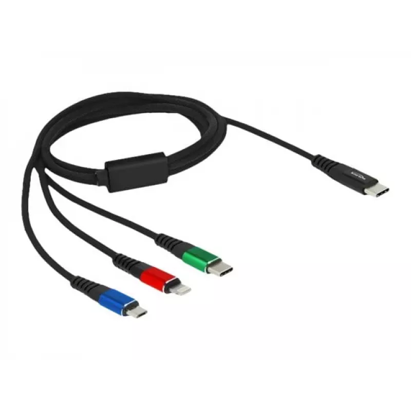 DeLOCK USB-laadimiskaabel 3 in 1 USB USB-C kuni Lightning Micro USB 1 m