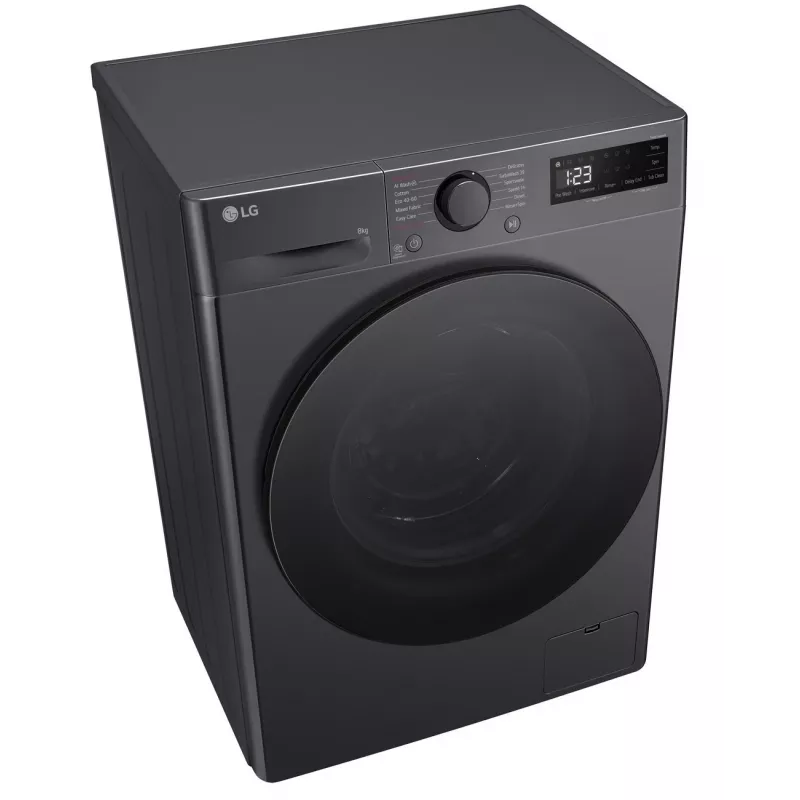 Pesumasin LG F2WR508S2M — eestlaetav, 8 kg, 1200 p/min, A-klassi tõhusus, 60×48 cm, LED-ekraan, kesköö must