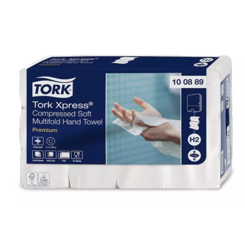 Käterätilehed Tork Xpress Soft Multifold H2, 2 l., 225 lehte., 22,2x24 cm, Z, 12 tk