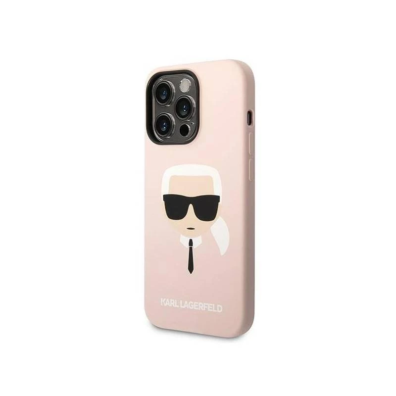 Karl Lagerfeld KLHMP14XSLKHLP iPhone 14 Pro Max 6.7 kõva ümbris heleroosa / heleroosa Silikoon Karl tolline Pea Magsafe