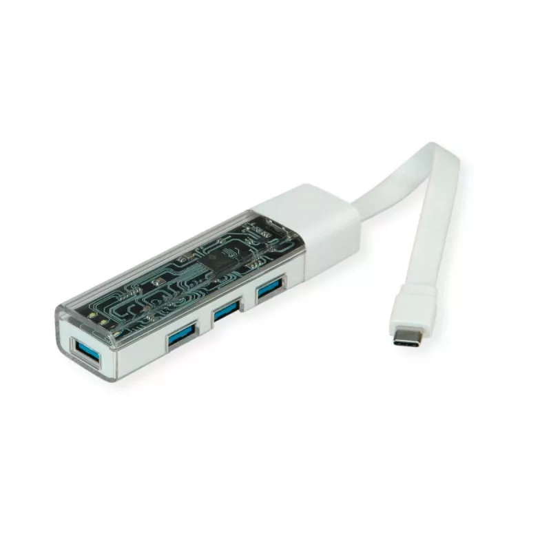 ROLINE mobiilne USB 3.2 Gen 1 jaotur, 4-suunaline, Type A+C ühenduskaabel