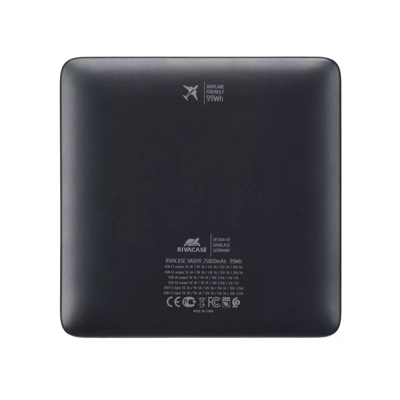 Akupank Rivacase VA1091 — 25800 mAh, koguväljundvõimsus 100 W, USB-pordid