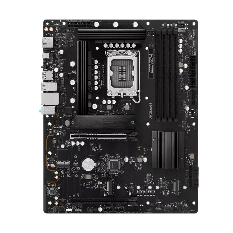 Emaplaat ASRock B860 Pro-A — Intel B860 ATX, LGA 1851, DDR5, 4x DIMM, 256GB, 2.5Gb LAN, 1x M.2, 4x SATA III