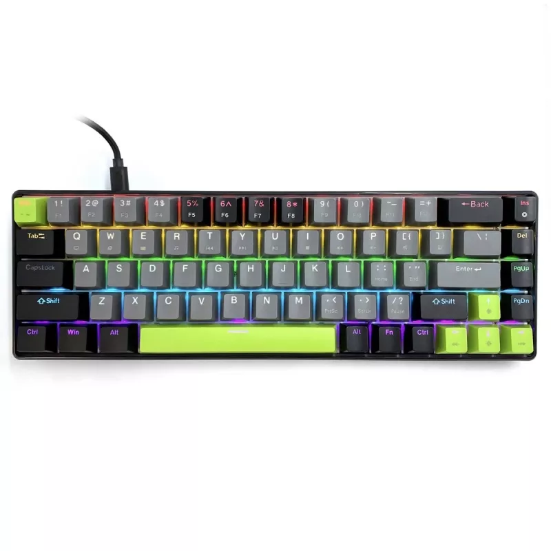 Mehaaniline klaviatuur MEDIA-TECH MT1260 Red Core MX60, 60% vormitegur, CHERRY MX Red lülitid, RGB taustvalgustus, USB, roheline