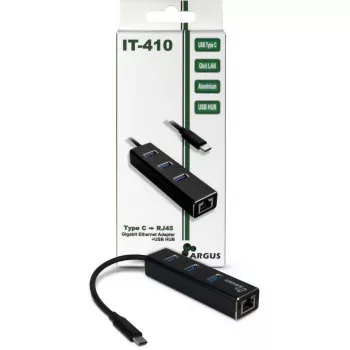Inter-Tech Argus IT-410 - Hub - 3 x SuperSpeed USB 3.0 + 1 x 10/100/1000 - Lauaarvuti (88885440)
