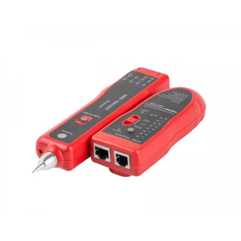 LANBERG võrgukaabli tester NT-0501 — RJ-11/RJ-12/RJ-45 tugi, maksimaalne pikkus 250 m, sisseehitatud aku, LED-indikaatorid, must