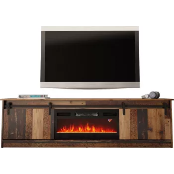 TV-kapp Cama Meble GRANERO koos kaminakapiga, 2000×567×350 mm, puitlaastplaat/MDF, 2 lükandust, matt vana puit