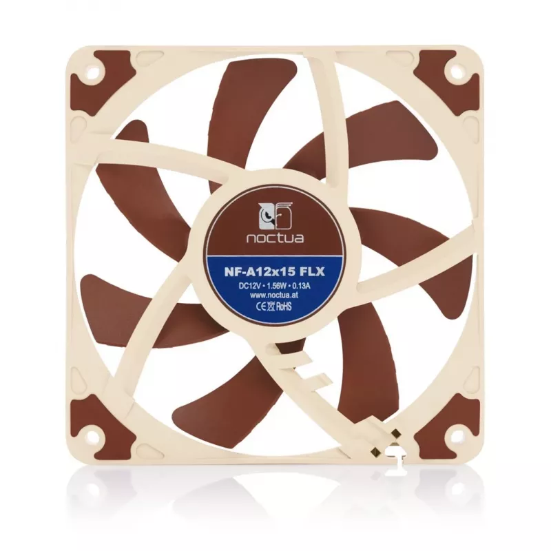 Ventilaator Noctua NF-A12x15 FLX — 120 mm õhuke 15 mm arvutikorpuse ventilaator, 12 V, 1850 p/min, 94,2 m³/h, 23,9 dB, 3-kontaktiline