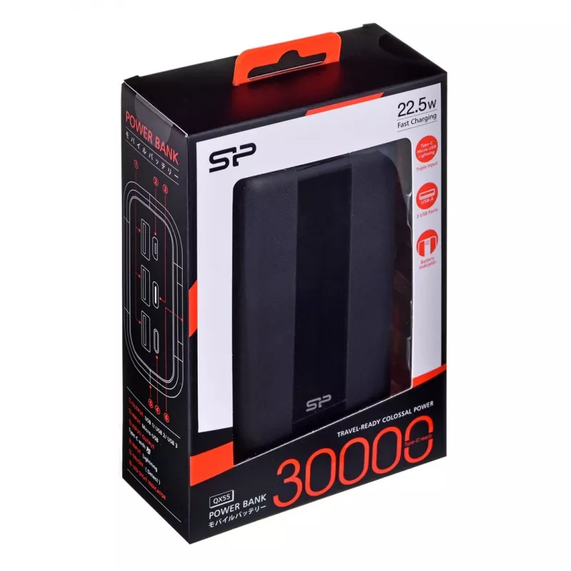 Silicon Power QX55 Powerbank Liitiumpolümeer (LiPo) 30000 mAh Must