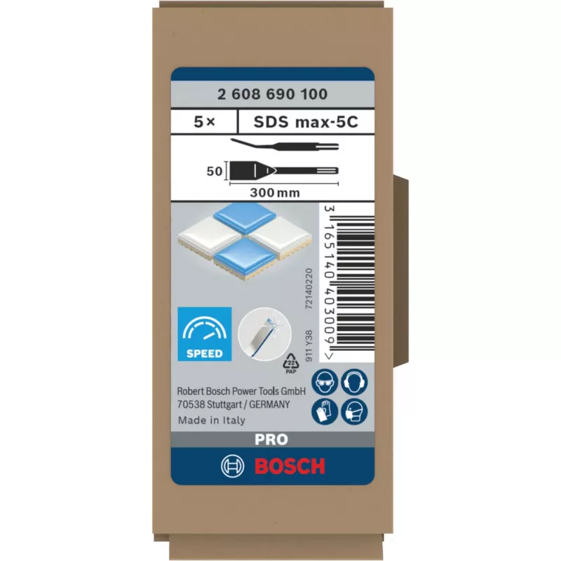 Bosch PRO SDS-max-5C plaadimeisel, 50 x 300 mm, 5 tk