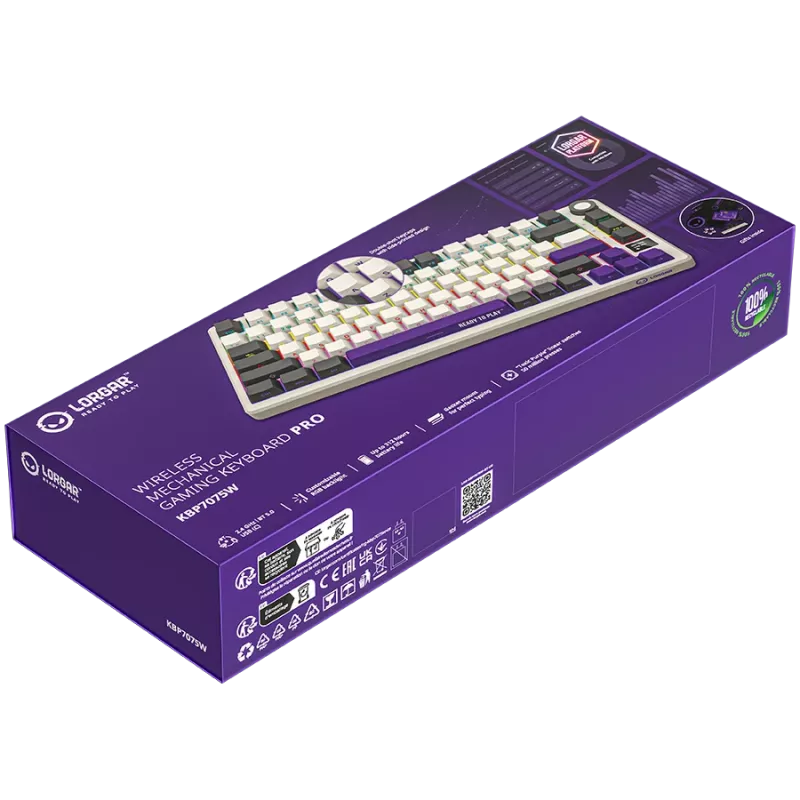 LORGAR KBP7075W, traadita 75% mehaaniline mänguklaviatuur Pro, beež, EN paigutus