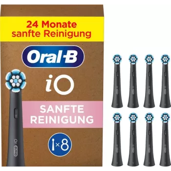 Oral-B iO Gentle Clean asendusharjapead, mustad, 8 tk — tundlikele piirkondadele ja igemehoolduseks