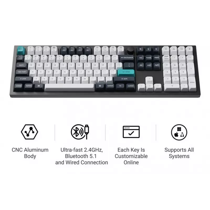 Mehaaniline klaviatuur Keychron Q6 Max QMK VIA Gateron Jupiter lülititega, täissuuruses paigutus
