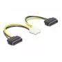 Toitekaabel DeLOCK 83020 2 x 15 pin SATA kuni 8 pin EPS 15 cm