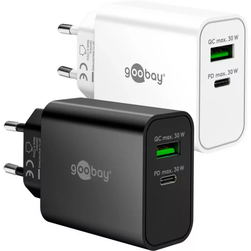 Goobay USB-C PD GaN Dual Fast Charger 30 W must (75335)