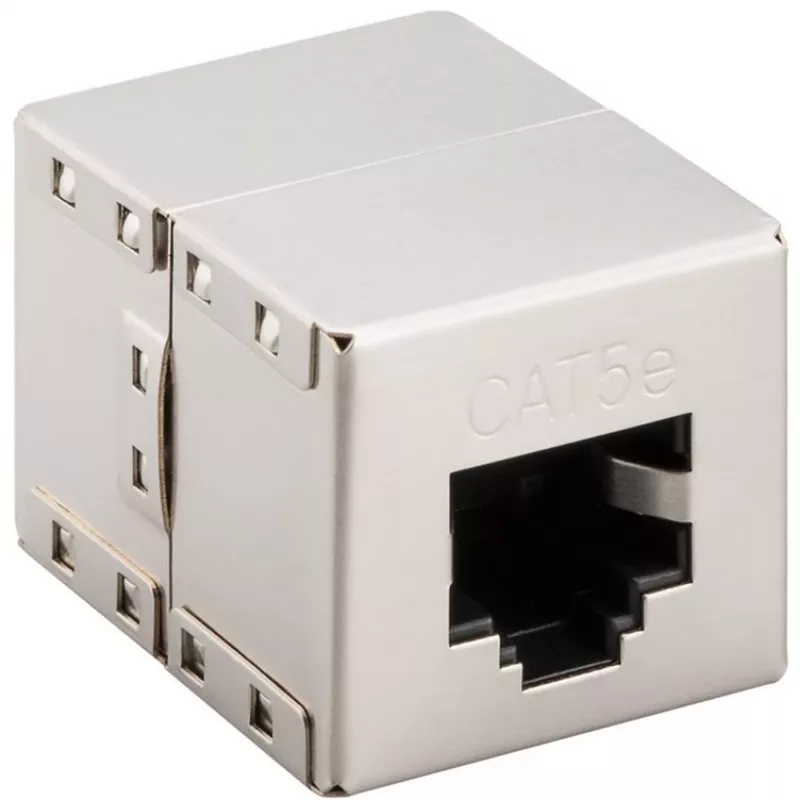 Wentronic Goobay CAT 5e RJ45 pistik/ühendusmuhv – kuni 100 MHz võrkudele, varjestatud (15027)