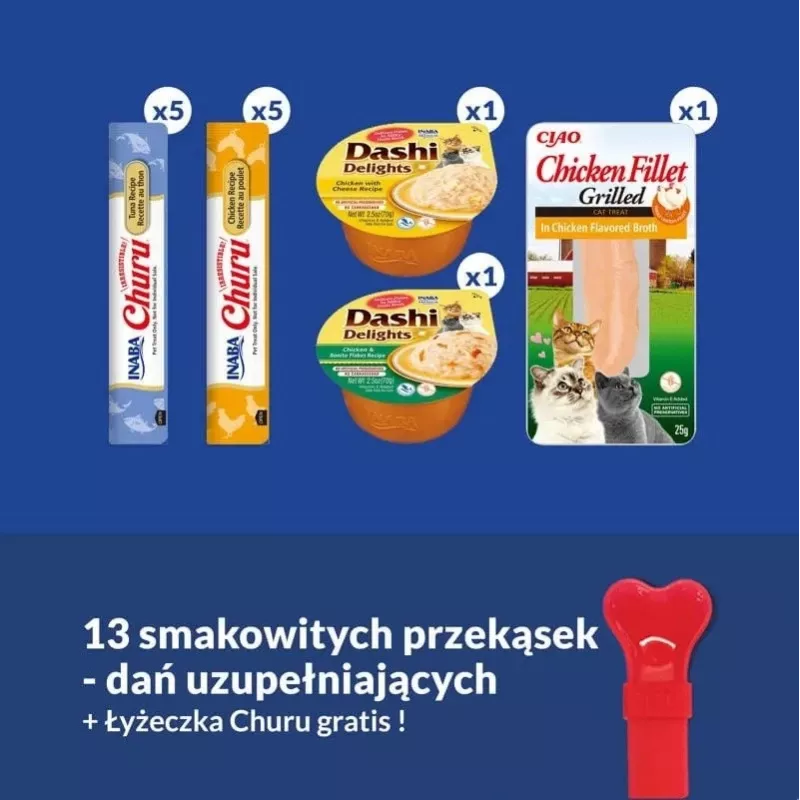 Kassi maiuste kinkekarp INABA Churu — sorteeritud kreemised maiused kassidele, mitmikpakend