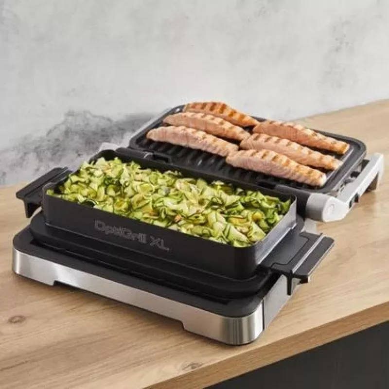 Elektriline kontaktgrill Tefal OptiGrill+ XL roostevaba teras — suur mahutavus, automaatsed küpsetusprogrammid