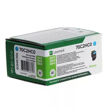 Lexmark 70C2HC0/702HC toonerikomplekt, tsüaan, tagastusprogramm, 3K lehekülge ISO/IEC