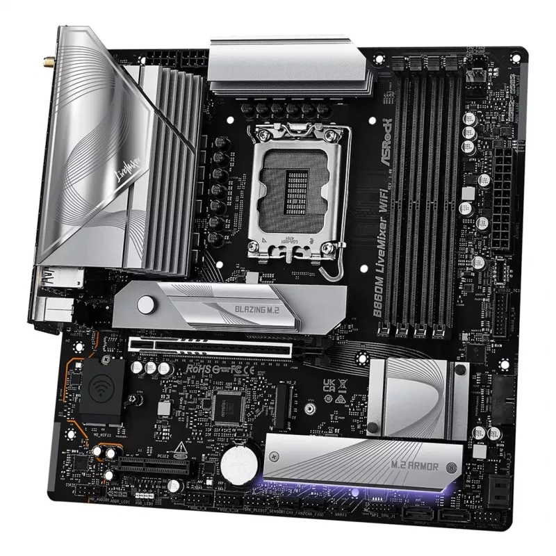 Emaplaat ASRock B860M LiveMixer WiFi — Intel B860, LGA 1851, micro ATX, DDR5, 4x DIMM, Wi‑Fi 6E, 2.5Gb LAN