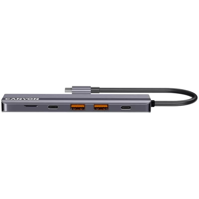 USB USB-C jaotur CANYON DS-17 — HDMI, USB 3.2 Gen 1 A, USB-C, MicroSD, 10000 Mbit/s, hall