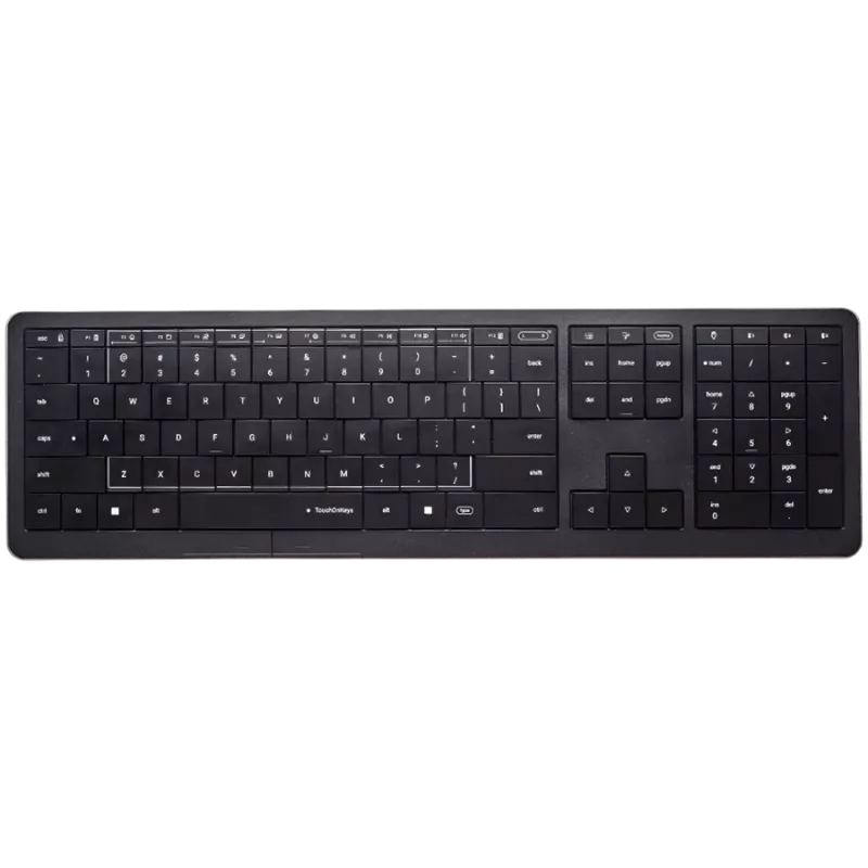 Juhtmevaba klaviatuur CLEVETURA CLVX 1 Touch-On-Keys AI, ANSI US Windows paigutus, käärikvedru lülitid, alumiiniumraam, interaktiivne RGB