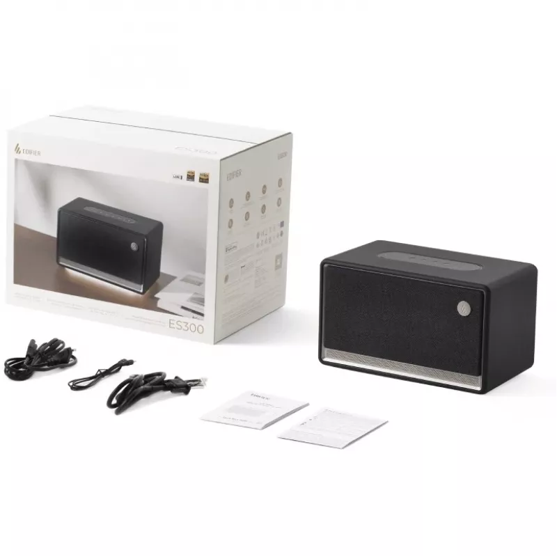 Peokõlar Edifier ES300 Must — 2-suunaline, 60 W RMS, Bluetooth LDAC/SBC, USB-A, pöörlev helitugevus