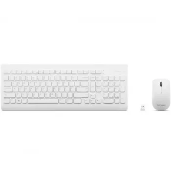 Täissuuruses mehaaniline klaviatuuri ja hiire komplekt Lenovo GX30W75336 — USB + Bluetooth, QWERTY, valge