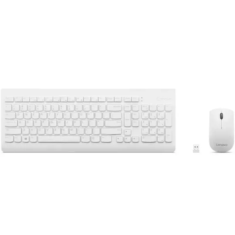 Täissuuruses mehaaniline klaviatuuri ja hiire komplekt Lenovo GX30W75336 — USB + Bluetooth, QWERTY, valge