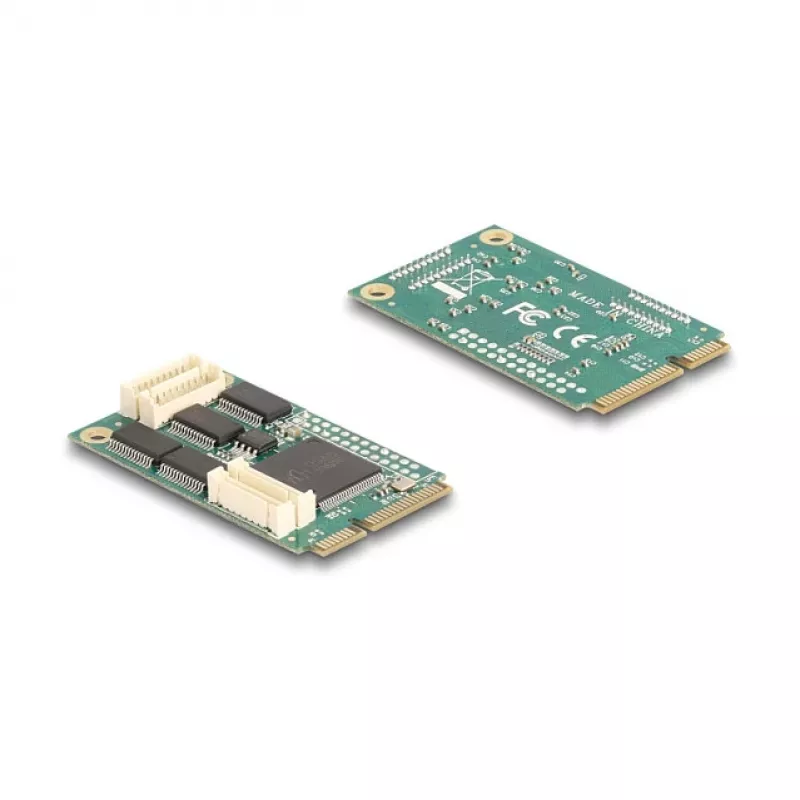 Sisemine RS-232 liidesekaart DELOCK 95278 — Mini PCI Express host, 4× RS-232 väljundit, FIFO 256 B, 30×51×10 mm
